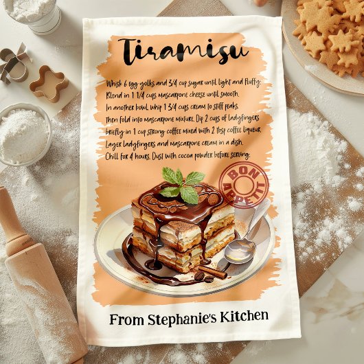 Tiramisu recept gepersonaliseerd theedoek
