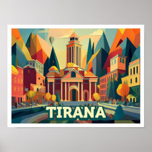 Tirana Albanië Reis artistiek kleurrijk Poster