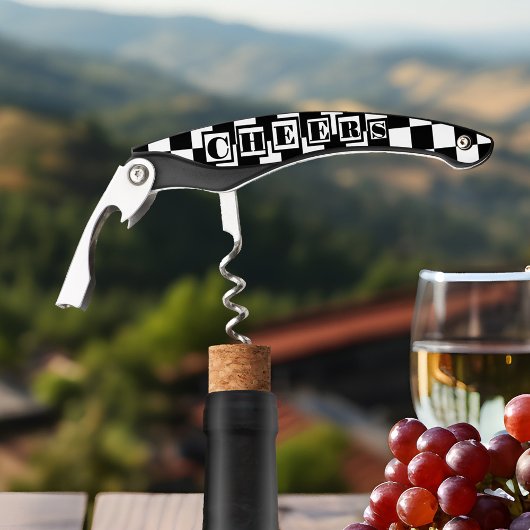 Tire-bouchon à vin noir et blanc classique