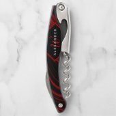 Tire-bouchon Abstrait moderne Monogrammed noir et rouge Motif (Dos)