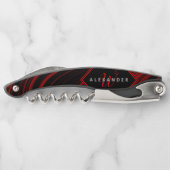 Tire-bouchon Abstrait moderne Monogrammed noir et rouge Motif (Dos)