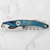 Tire-bouchon Agate bleu cool avec Monogramme (Devant)