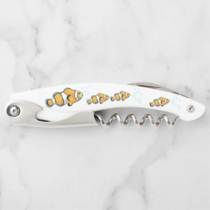 Tire-bouchon Amusant poisson clown orange blanc noir bulles ble