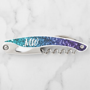 Tire-bouchon Aqua blue Ombre fausse parties scintillant scintil