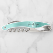 Tire-bouchon Aqua Faux Brushed Metal Monogram Script (Dos)