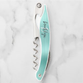 Tire-bouchon Aqua Faux Brushed Metal Monogram Script (Devant)
