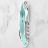 Tire-bouchon Aqua Faux Brushed Metal Monogram Script (Dos)