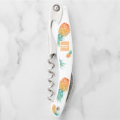 Tire-bouchon Aquarelle Bouteille de monogramme d'ananas tropica (Devant)