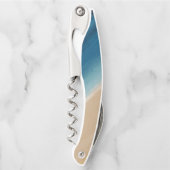 Tire-bouchon Aquarelle moderne Gold Blue Beach (Devant)