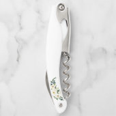 Tire-bouchon Aquarelle Vert Blanc Floral Mariage (Dos)