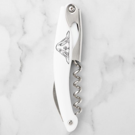 Tire-bouchon basset blanc (Dos)