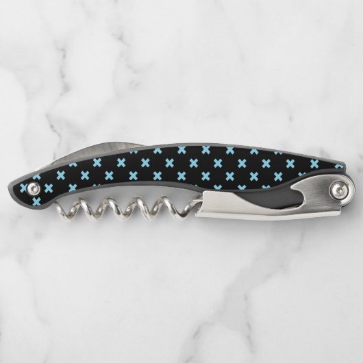 Tire-bouchon Bébé croix bleu coutures sur noir (Dos)