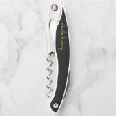 Tire-bouchon Black and Gold Script  | Stylish Monogram Modern (Devant)