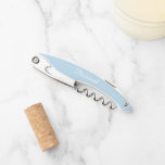 Tire-bouchon Bleu clair Mariage personnalisé Bridesmaid<br><div class="desc">Un ouvre-bouchon en vin bleu clair et tendance pour votre femme de chambre mariage avec son nom au dos et imprimé en blanc, stylisé. Personnalisez le tire-bouchon en modifiant et en remplaçant le nom par le nom de votre servante. Disponible dans de nombreux modèles de couleurs mariages de demoiselles d'honneur...</div>