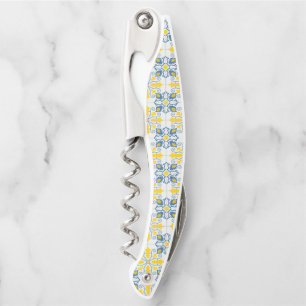 Tire-bouchon Bleu et jaune joli carrelage portugais motif