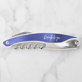 Tire-bouchon Bleu Faux brossé métal Monogramme Script (Dos)