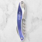 Tire-bouchon Bleu Faux brossé métal Monogramme Script (Dos)