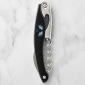 Tire-bouchon Blue Glowing Angel Wings on black background (Dos)