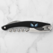 Tire-bouchon Blue Glowing Angel Wings on black background (Dos)