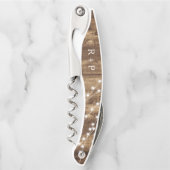 Tire-bouchon Cadeau de mariage personnalisé en bois rustique et (Devant)