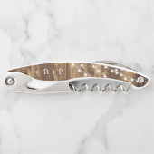 Tire-bouchon Cadeau de mariage personnalisé en bois rustique et (Devant)