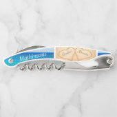 Tire-bouchon Chic Dusty Blue Beach Wedding 2 Heart Sand (Dos)