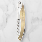 Tire-bouchon Chic Gold Script Calligraphie Mariage or brillant (Devant)