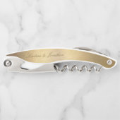 Tire-bouchon Chic Gold Script Calligraphie Mariage or brillant (Devant)