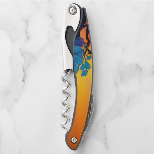 Tire-bouchon Ciel doré, bleu violet feuilles (Devant)