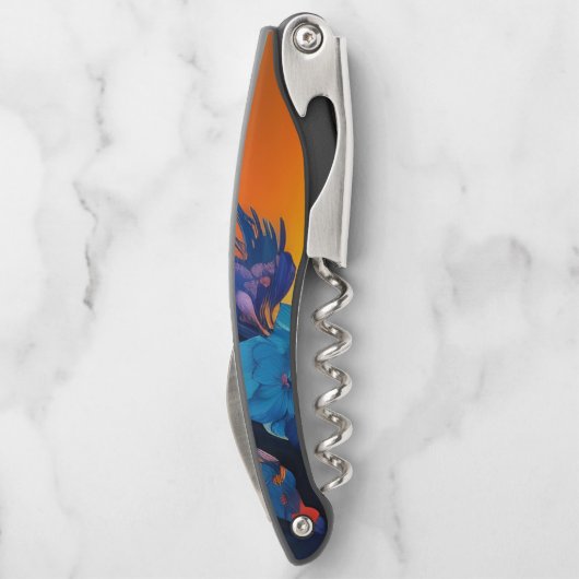 Tire-bouchon Ciel doré, bleu violet feuilles (Dos)