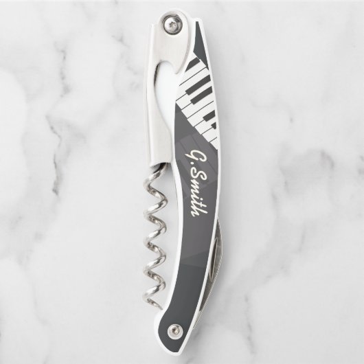 Tire-bouchon Clavier Piano noir et blanc personnalisé Ajouter u (Devant)