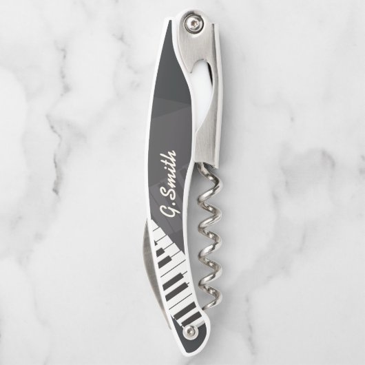 Tire-bouchon Clavier Piano noir et blanc personnalisé Ajouter u (Dos)