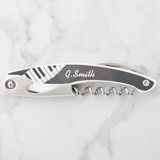 Tire-bouchon Clavier Piano noir et blanc personnalisé Ajouter u (Devant)