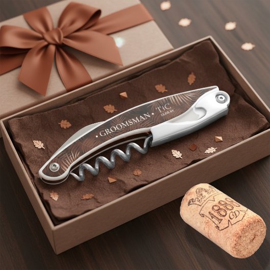 Tire-bouchon Copper Sunset Palm Leaves Pattern Garçon d'honneur