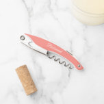 Tire-bouchon Coral Mariage personnalisé Bridesmaid<br><div class="desc">Ouvert à vis à vis de corail tendance pour votre femme de chambre mariage avec son nom sur le dos et imprimé en blanc,  stylisé. Personnalisez le tire-bouchon en remplaçant le nom par le nom de la servante. Disponible dans de nombreux modèles de couleurs mariages de demoiselles d'honneur populaires.</div>