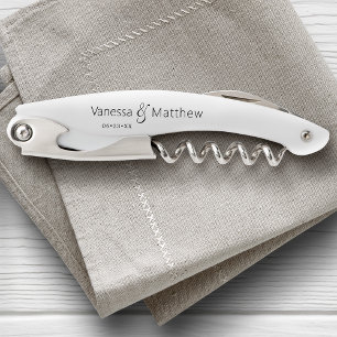Tire-bouchon Couple's Mariage Date Moderne Minimal Noir & Blanc