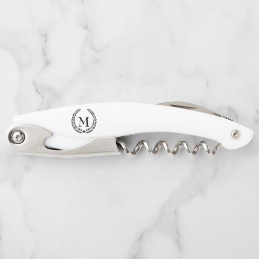 Tire-bouchon Couronne de laurier noir monogramme (Devant)