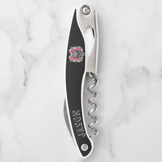 Tire-bouchon Crâne avec fleurs (Dos)