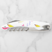 Tire-bouchon Crayons et rayures jaunes sur blanc (Dos)