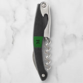 Tire-bouchon Cuir noir et vert faux (Dos)