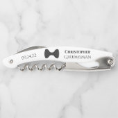 Tire-bouchon Cute Black Bow Cravate et nom Groomsman Mariage (Dos)