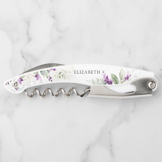 Tire-bouchon de serveur Nom Floral Lavande Verdure (Dos)