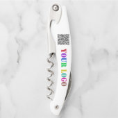 Tire-bouchon de sommelier à votre logo et code QR (Devant)