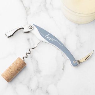 Tire-bouchon Dusty blue Love script Mariage merci pour