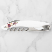 Tire-bouchon Elégant Aquarelle Bourgogne Floral Mariage Or (Dos)