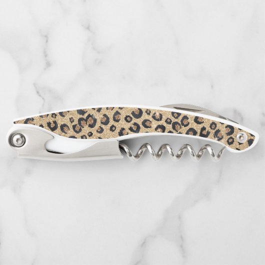 Tire-bouchon Elegant Gold Glitter Black Leopard (Devant)