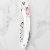 Tire-bouchon Élégant Mariage d'or rose floral (Devant)