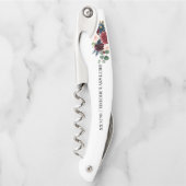 Tire-bouchon Elégant Mariage floral bleu bordeaux (Devant)