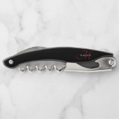 Tire-bouchon Élégant Monogramme moderne noir rouge (Dos)