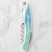 Tire-bouchon Élégant ouvre-bouchon bleu d'aquarelle d'eau (Devant)